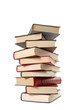 high stack of books