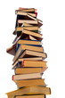 high stack of books