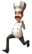 Chef cuisinier qui court
