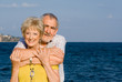 happy loving elderly couple on summer vacation