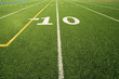 Close up of the 10 yard line in football field