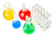 Various colorful flasks