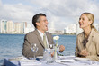 Two colleagues having lunch