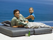 A couple relaxing on the terrace.