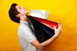 young handsome man with presents