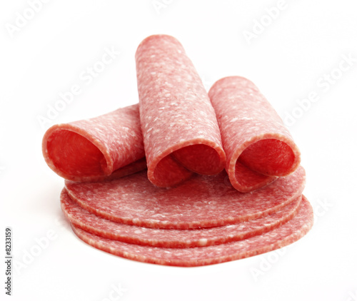 rolled slices of sausage