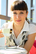 smiley woman have a breakfast