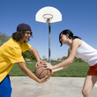 Couple plays basketball