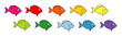 file de poissons colorés
