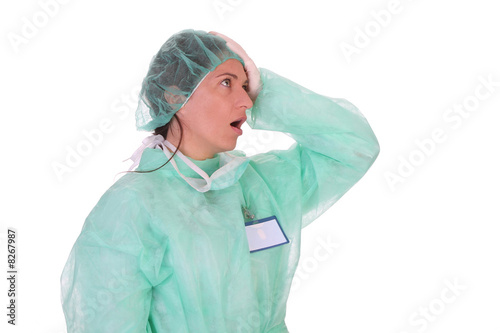 Photo: shouting shocked healthcare worker shouting shocked healthcare worker