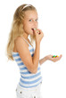 Young smiling girl with chocolate candy