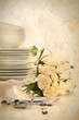 Assortment of plates for wedding