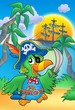 Pirate parrot with boat