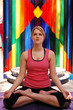 blond woman in full lotus position blond woman in full lotus position