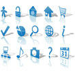 Web Blue Icons Set Shadows & Relections Angled 1