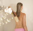 A young woman in a shower