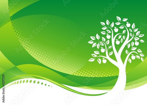 Green Wall Paper on Photo  Green Tree Background  Vector Illustration Layered File     Keo
