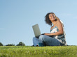 Laptop in the meadow