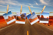 Vacation Travel Concept With Polaroid Film Images of Monument Va