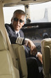 Pilot sitting in a private airplane