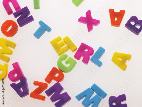 Photo: Close-up of multi-colored alphabets Close-up of multi-colored alphabets