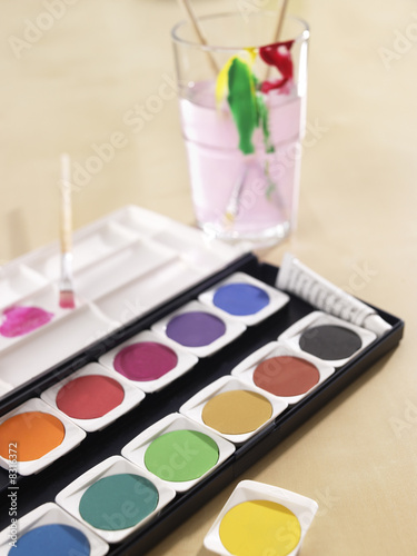 Photo: Close-up of watercolor paints Close-up of watercolor paints