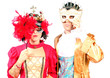 royal queen and prince in masquerade ball attire mask rich