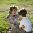 Two young boys playing