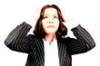 Photo: Beautiful business woman stressed and overworked Beautiful business woman stressed and overworked