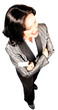 Photo: overhead perspective of smiling beautiful business woman overhead perspective of smiling beautiful business woman