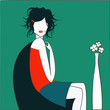 femme turquoise dans fauteuil