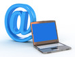 Black notebook and symbol Internet, Email