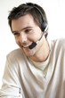 Young man wearing a headset