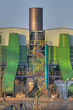 Stairs and chimney at factory complex
