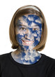 face of the young girl in the clouds