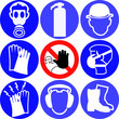 blue work signs