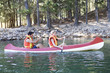 A young couple in a canoe
