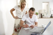 Young couple working from home