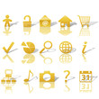 Web Gold Icons Shadows & Relections on White Set1