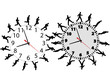 Business men in a hurry run & walk on time clocks