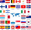 Detailed industrialized country flags and world map Detailed industrialized country flags and world map