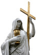 Isolated ancient marble St. Mary with Holy Cross figurine