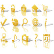 Web Gold Button Icons Set 1 Shadow Reflect Angled