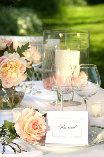 Place setting and card on a table