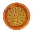 Pollen grains in wooden dish