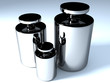 Three chromium-plated glossy weights of different sizes 3d Three chromium-plated glossy weights of different sizes 3d