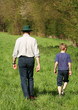 Father and son on country walk