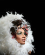woman in feathers