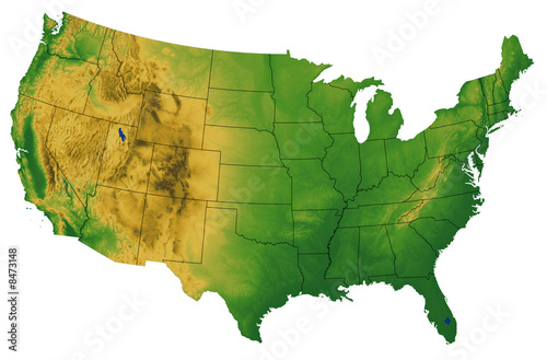 Illustration: USA map with Terrain USA map with Terrain