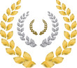 laurel wreath gold, silver, bronze laurel wreath gold, silver, bronze